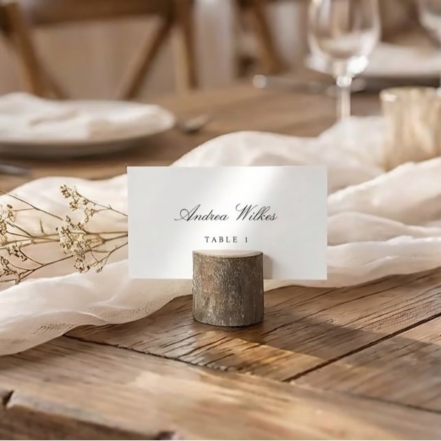 Individually Personalized Wedding Place Cards Flat (Elegant Script individual personalized flat wedding escort cards - classic and simple)