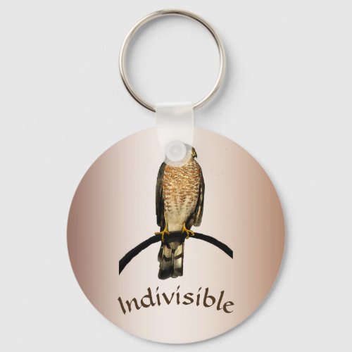 Indivisible Brown Hawk Bird Keychain