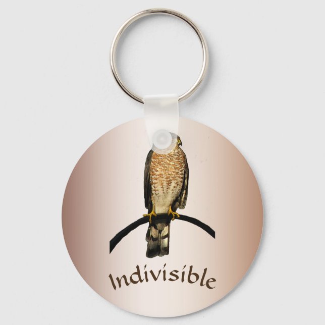 Indivisible Brown Hawk Bird Keychain (Front)