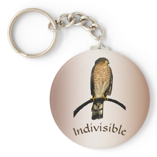 Indivisible Brown Hawk Bird Keychain