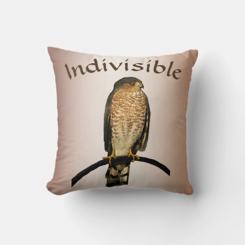 Indivisible Brown Hawk Throw Pillow