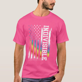 Indivisible United States Distressed Rainbow w US T-Shirt