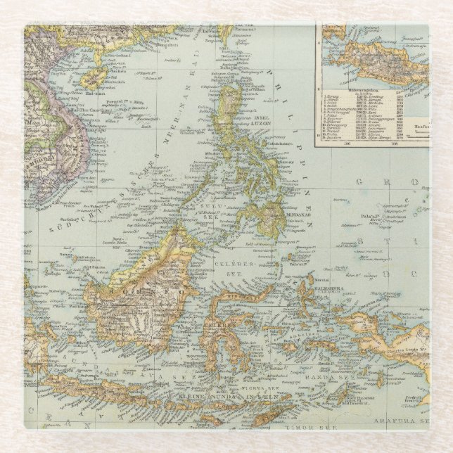 Indo china and Malaysian Archipelago Glass Coaster (Front)
