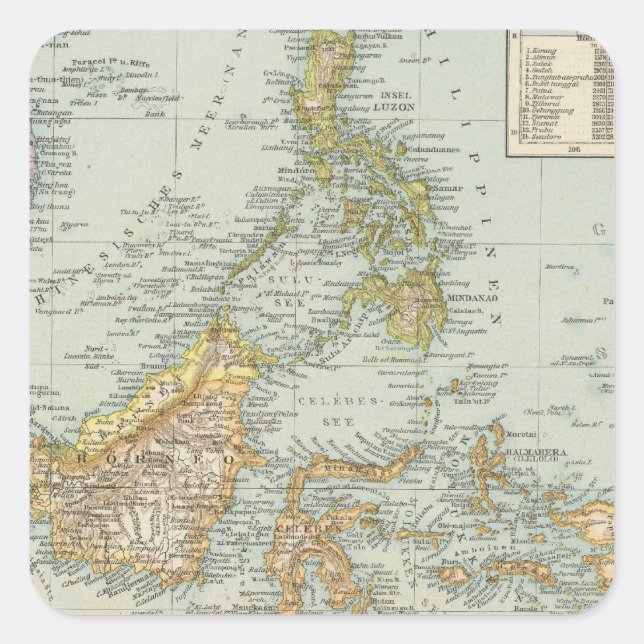 Indo china and Malaysian Archipelago Square Sticker (Front)