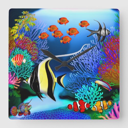 Indo Pacific Coral Reef Fish Wall Clock
