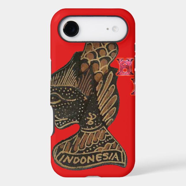 Indonesi Shadow Puppet Hohoho Design on Red canvas Case-Mate iPhone Case (Back)