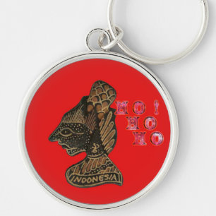 Indonesi Shadow Puppet Hohoho Design on Red canvas Keychain