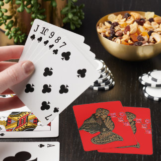 Indonesi Shadow Puppet Hohoho Design on Red canvas Poker Cards