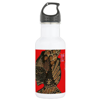 Indonesi Shadow Puppet Hohoho Design on Red canvas Stainless Steel Water Bottle