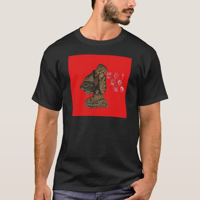 Indonesi Shadow Puppet Hohoho Design on Red canvas T-Shirt (Front)