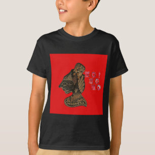 Indonesi Shadow Puppet Hohoho Design on Red canvas T-Shirt