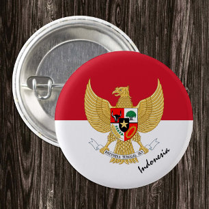 Indonesia button, patriotic Indonesian Flag Button