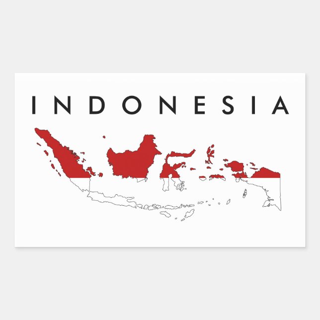 Indonesia country flag map shape silhouette rectangular sticker (Front)