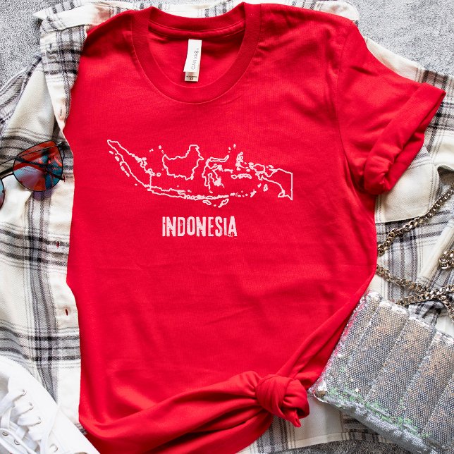Indonesia Country Map Border Shape Indonesian Line T-Shirt (Creator Uploaded)