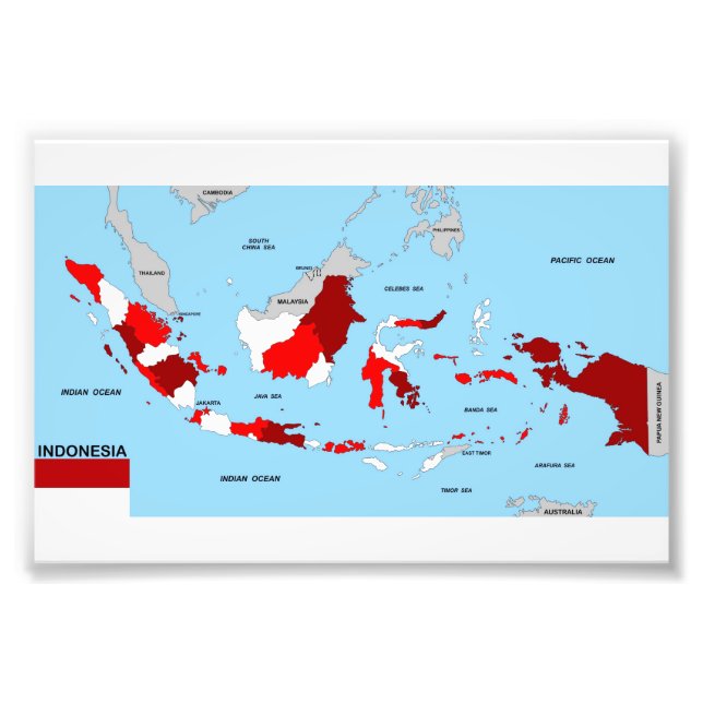 indonesia country political map flag photo print (Front)