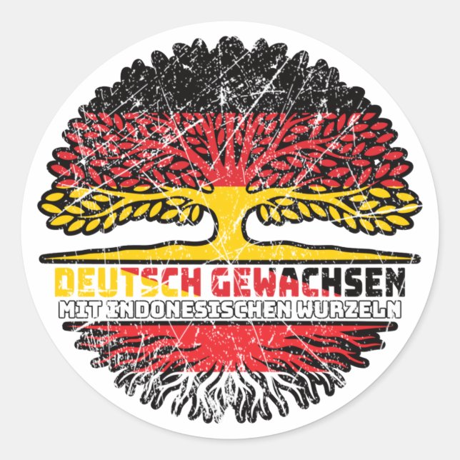 Indonesia Deutsch Baum Classic Round Sticker (Front)