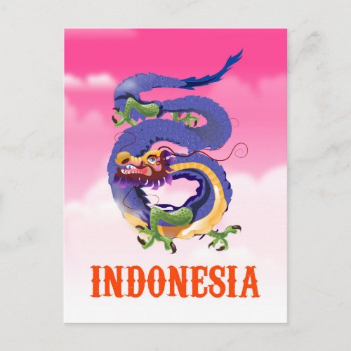 Indonesia Dragon retro travel poster Postcard