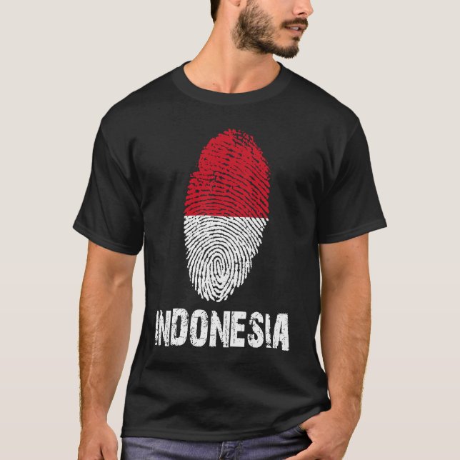 INDONESIA Finger Print Flag  I Love Indonesia Trav T-Shirt (Front)