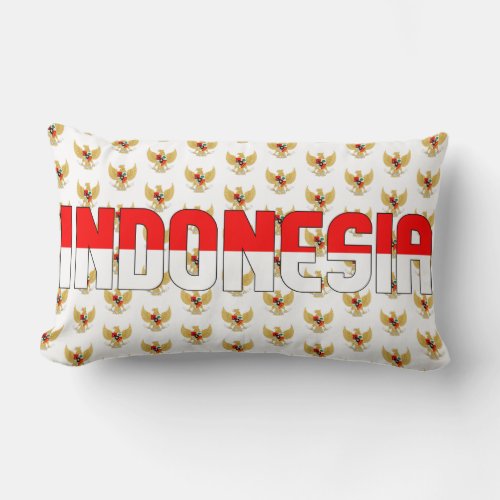 Indonesia Flag and Coat of Arms Patriotic Lumbar Pillow