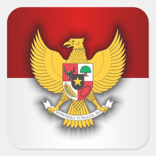  Indonesia Flag and Emblem Square Sticker Zazzle com