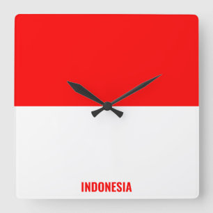 Indonesia Flag Dazzling Patriotic Square Wall Clock