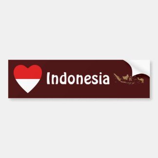 Indonesia Flag Heart + Map Bumper Sticker