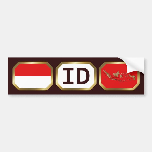 Indonesia Flag Map Code Bumper Sticker (Front)