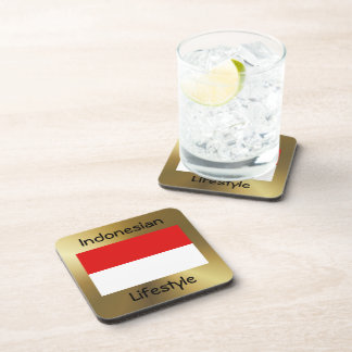 Indonesia Flag+Text Coaster