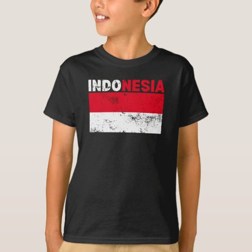 Indonesia Flag Vintage T_Shirt