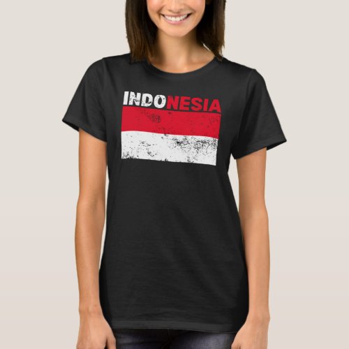 Indonesia Flag Vintage T_Shirt