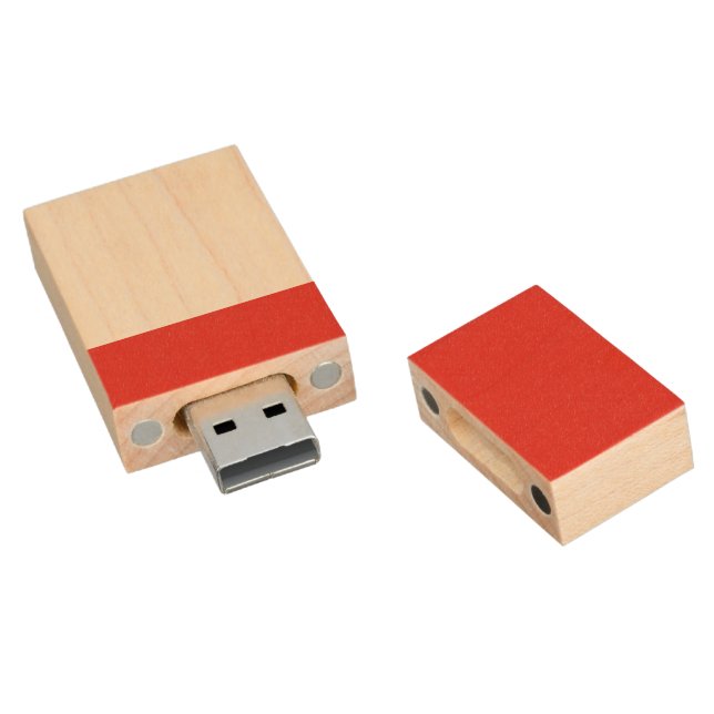 Indonesia flag wood flash drive (Angled)