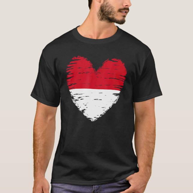 Indonesia Heart Outfit Indonesia Heart Flag I love T-Shirt (Front)