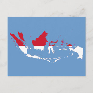 Indonesia ID, Jakarta, Flag Map Postcard