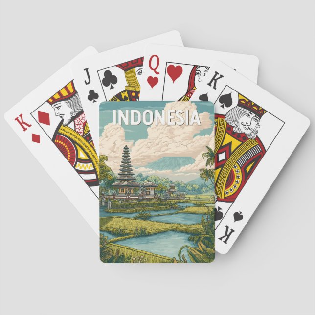 Indonesia Illustration Travel Art Vintage Poker Cards (Back)