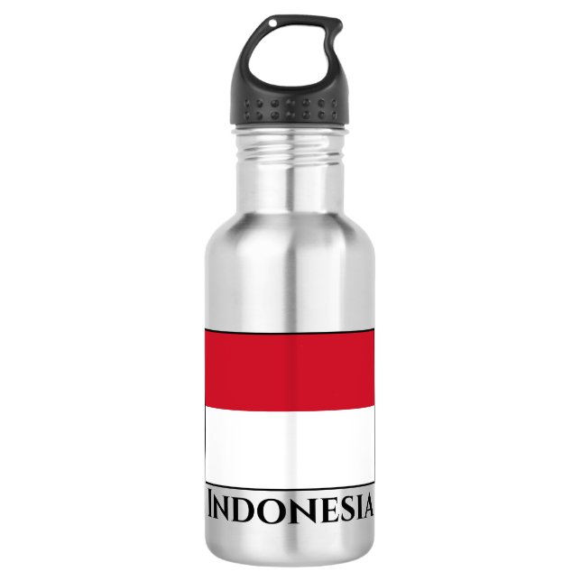 Indonesia (Indonesian) Flag Stainless Steel Water Bottle (Front)