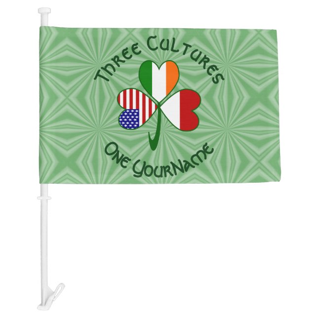 Indonesia Ireland USA Shamrock Flag Personalized  (Front)