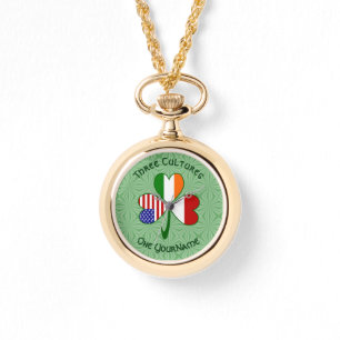 Indonesia Ireland USA Shamrock Flag Personalized Watch