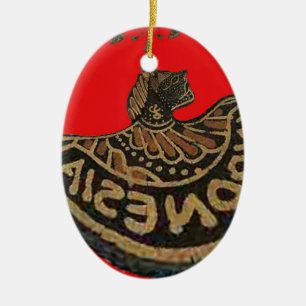 Indonesia Javanese Shadow Puppet Cultural Art Ceramic Ornament