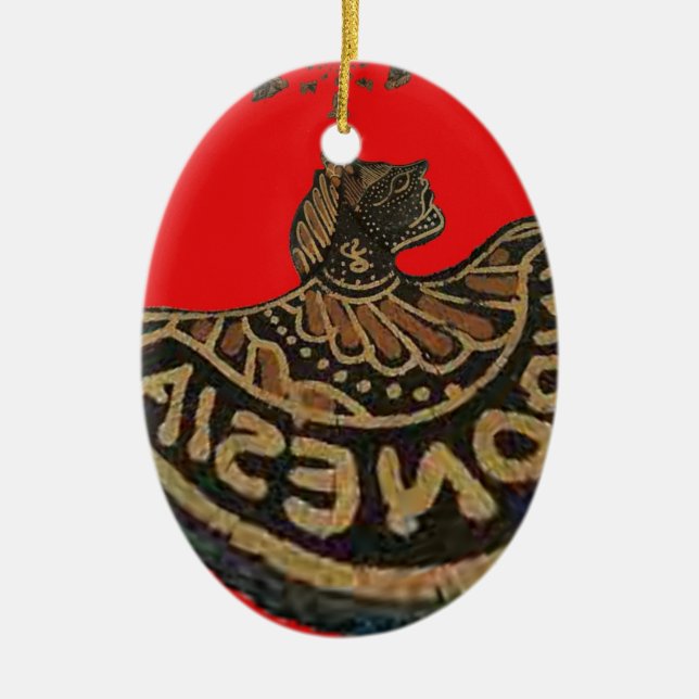 Indonesia Javanese Shadow Puppet Cultural Art Ceramic Ornament (Front)