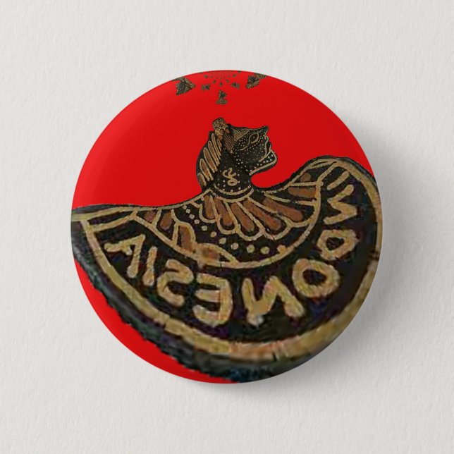 Indonesia Javanese Shadow Puppet Cultural Art Pinback Button (Front)