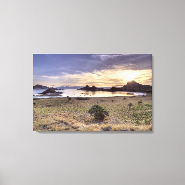 Indonesia, Komodo National Park. Sunset on one Canvas Print (Front)