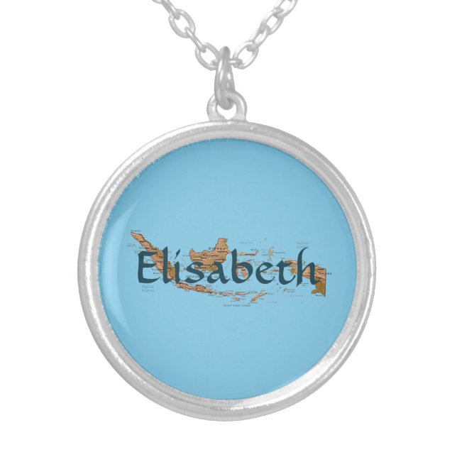 Indonesia Map + Name Necklace (Front)