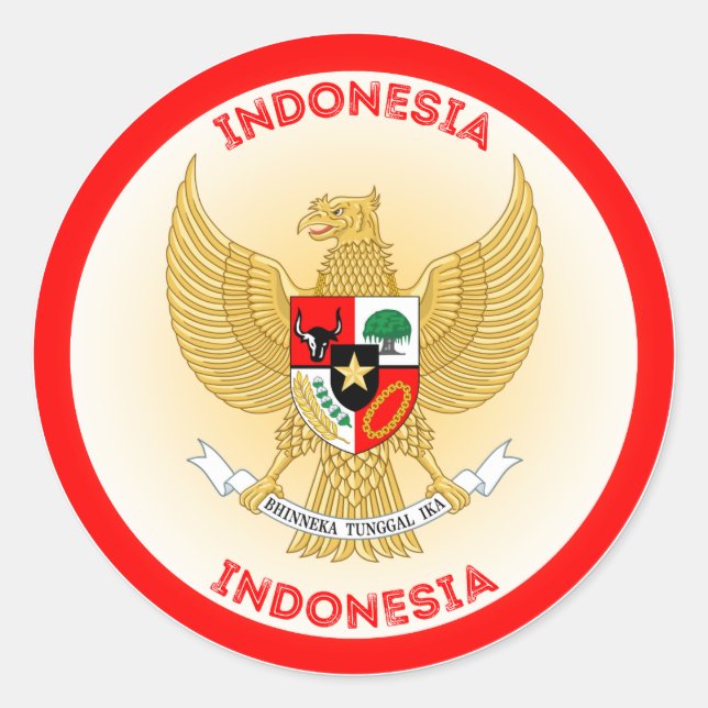 Indonesia National Emblem Circle Shape Classic Round Sticker (Front)