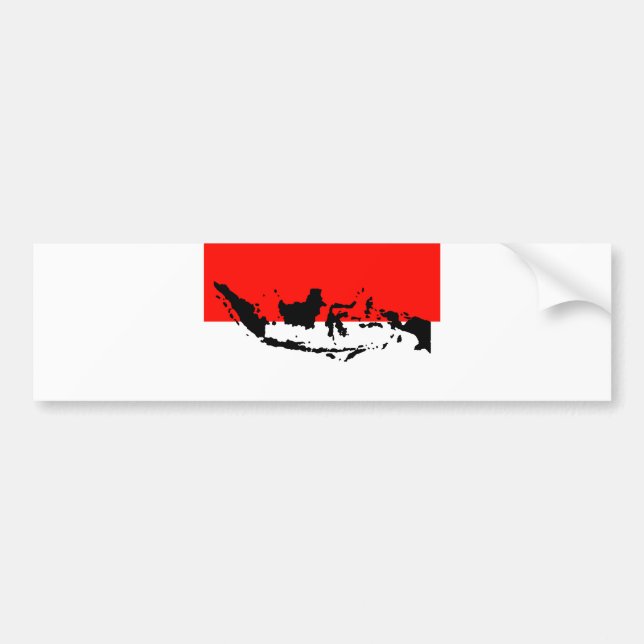 Indonesia National Flag And Map Bumper Sticker (Front)