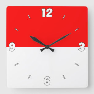 Indonesia National Flag Patriotic Square Wall Clock