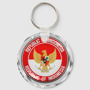 Indonesia Round Emblem Keychain