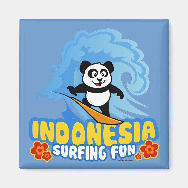 Indonesia Surfing Panda Magnet (Front)