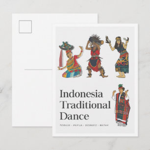 Indonesia Traditional Dance Borneo Toraja Papua Postcard