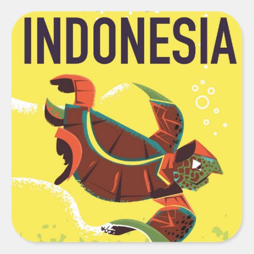 Indonesia Vintage Travel Poster Print Square Sticker