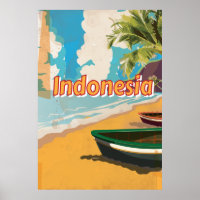Indonesia Vintage vacation Poster